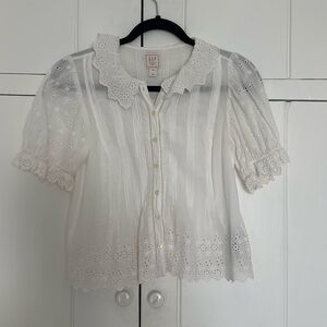 Gap × DÔEN Cropped Eyelet Shirt, XXS